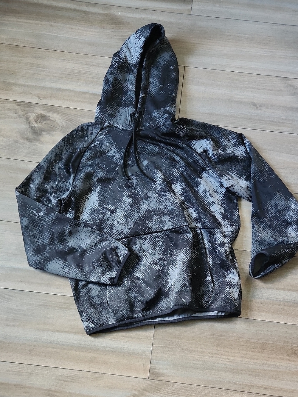 Men's Black & Gray Hooded Pullover Sweatshirt M